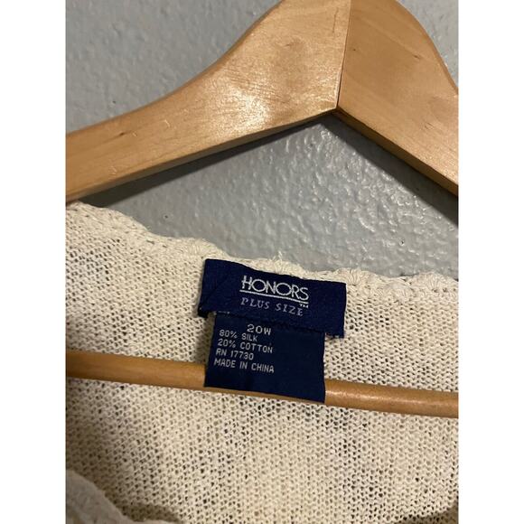 Vintage Honors Women Sweater 20W Cream Silk Blend Floral Crochet Cottagecore 90s - Picture 2 of 6